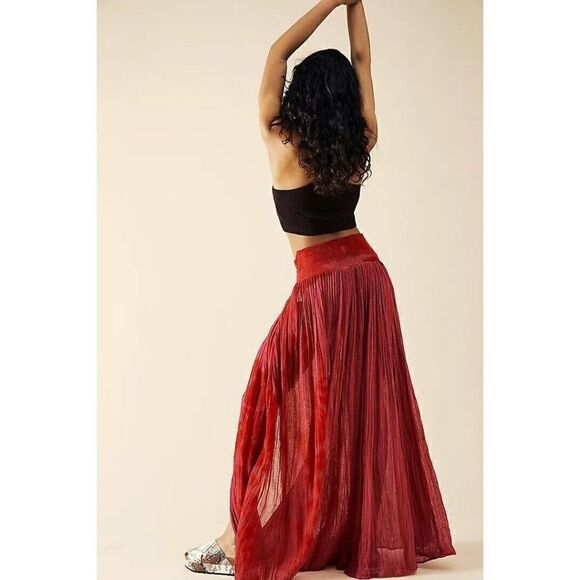 NWT FREE PEOPLE X JENS PIRATE BOOTY Sz XS LAPIS MAXI SKIRT - Picture 2 of 3